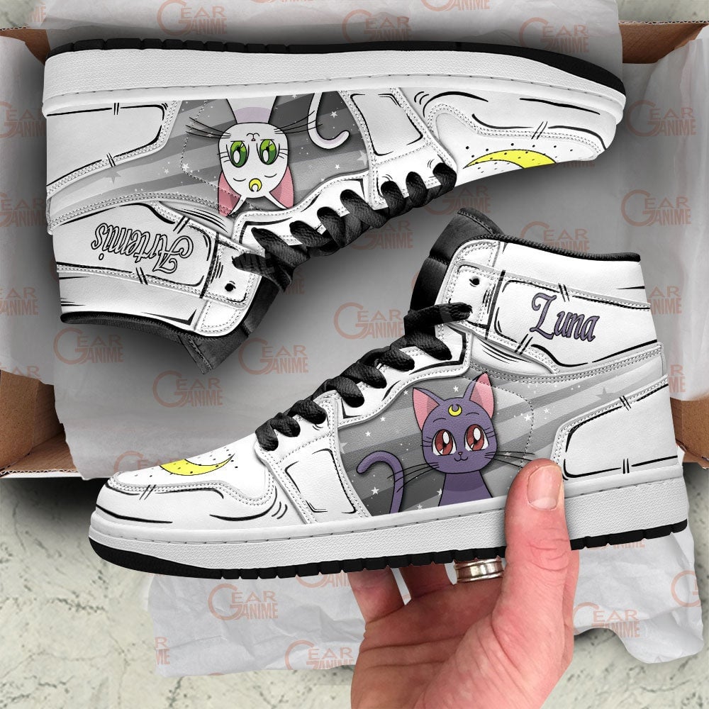 Luna and Artemis JD1s Sneakers Sailor Anime Shoes, Air Jordan Hightop