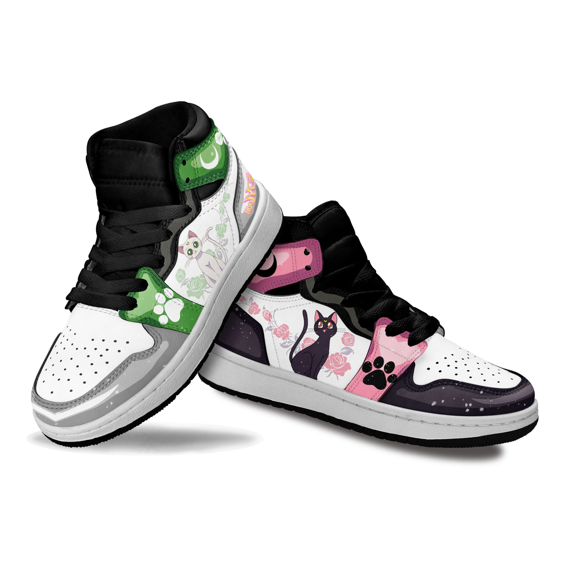 Luna and Artemis Kids Sneakers Custom Sailor Anime Shoes For Kids