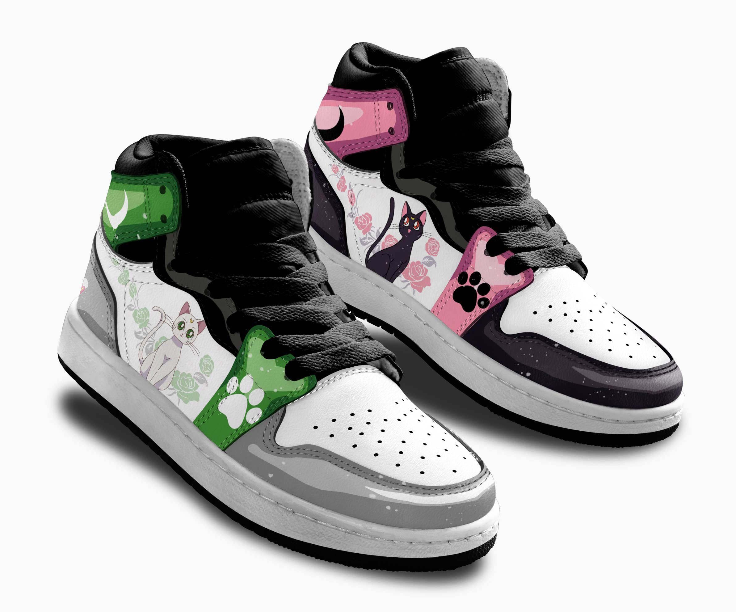 Luna and Artemis Kids Sneakers Custom Sailor Anime Shoes For Kids