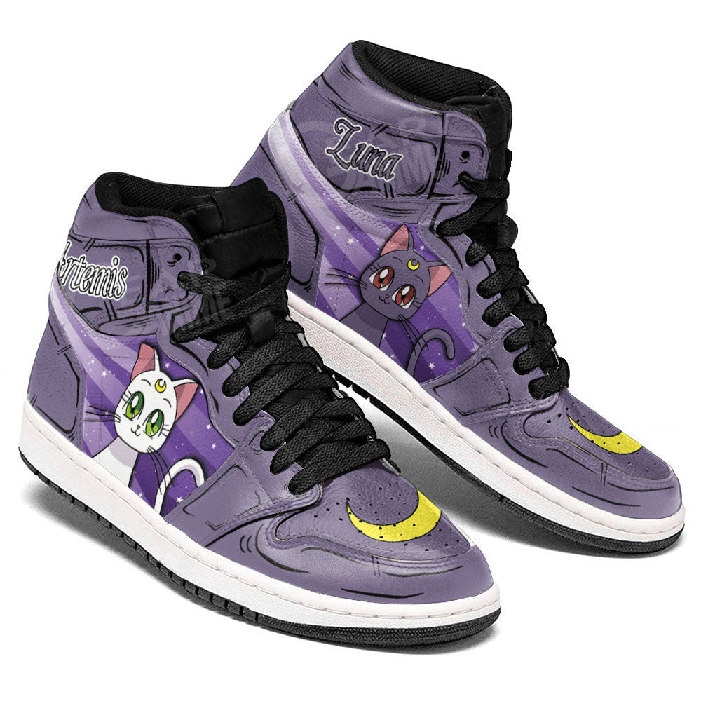 Luna and Artermis Sailor JD1s Sneakers Anime Shoes, Air Jordan Hightop