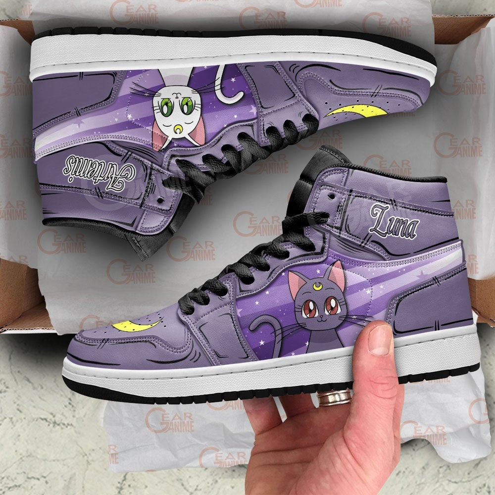 Luna and Artermis Sailor JD1s Sneakers Anime Shoes, Air Jordan Hightop