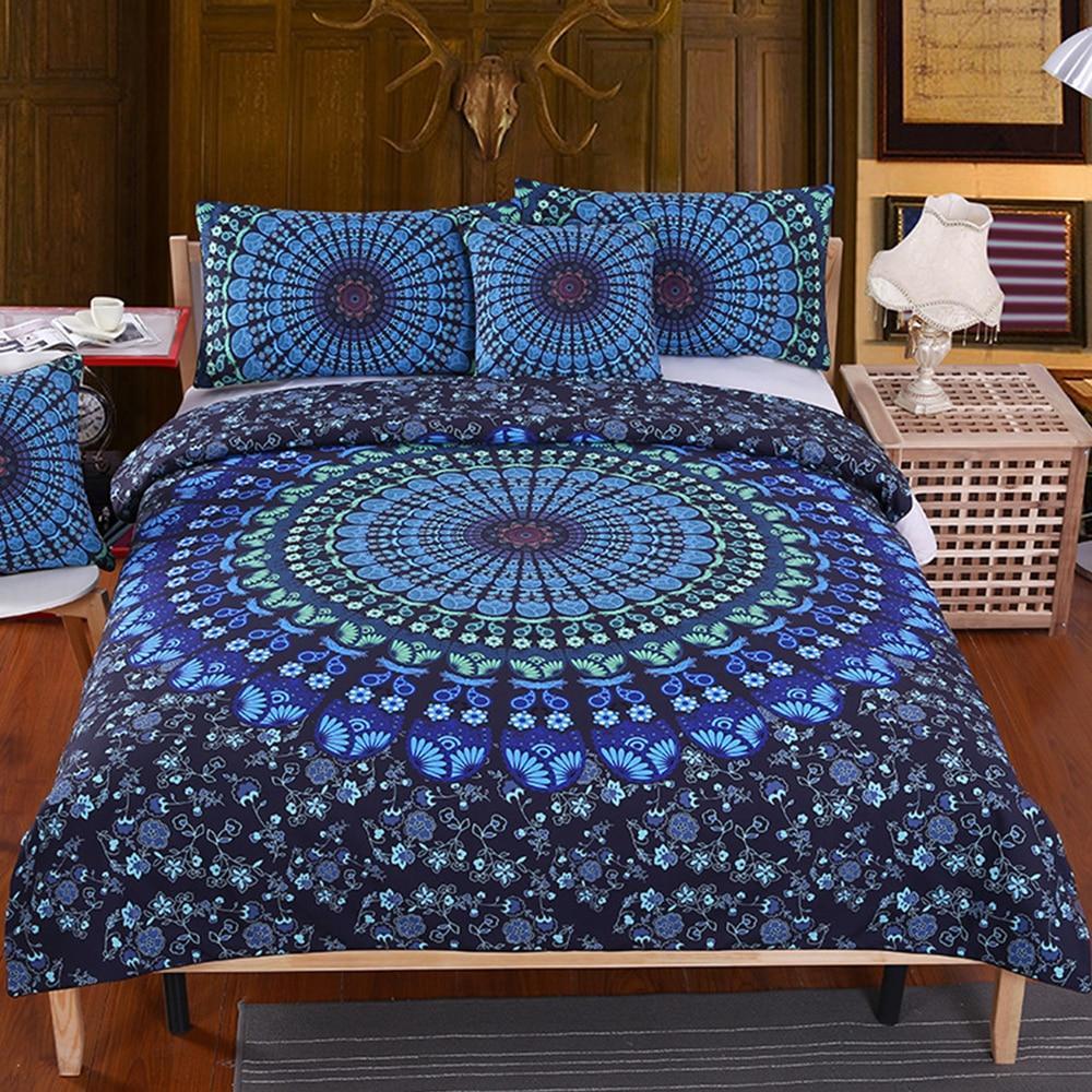 Luxury Blue Bohemian Mandala Art Hop 3D Customized Duvet Cover Bedding Set