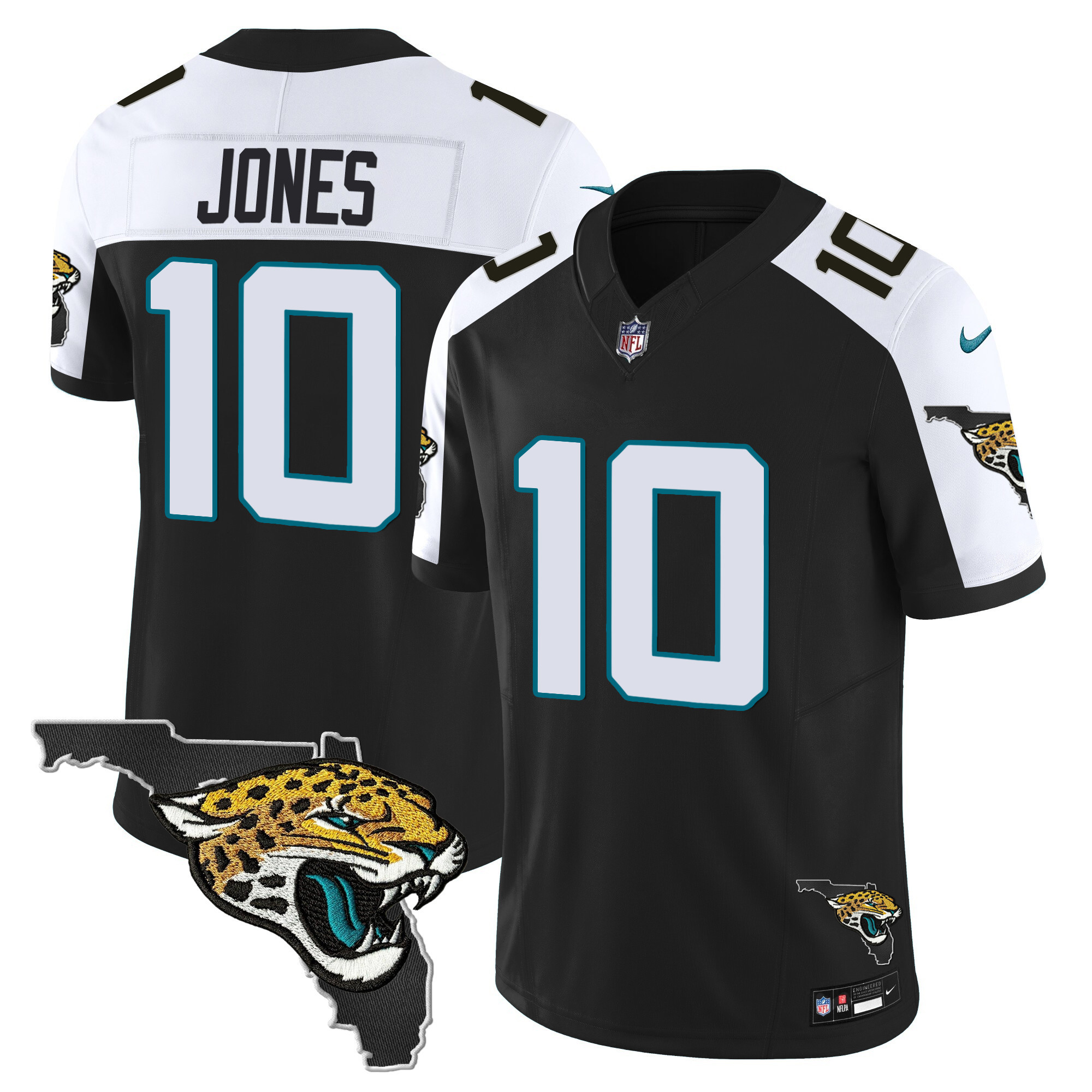 Mac Jones Men's Jacksonville Jaguars Florida Patch Vapor Black Alternate Jersey - All Stitched