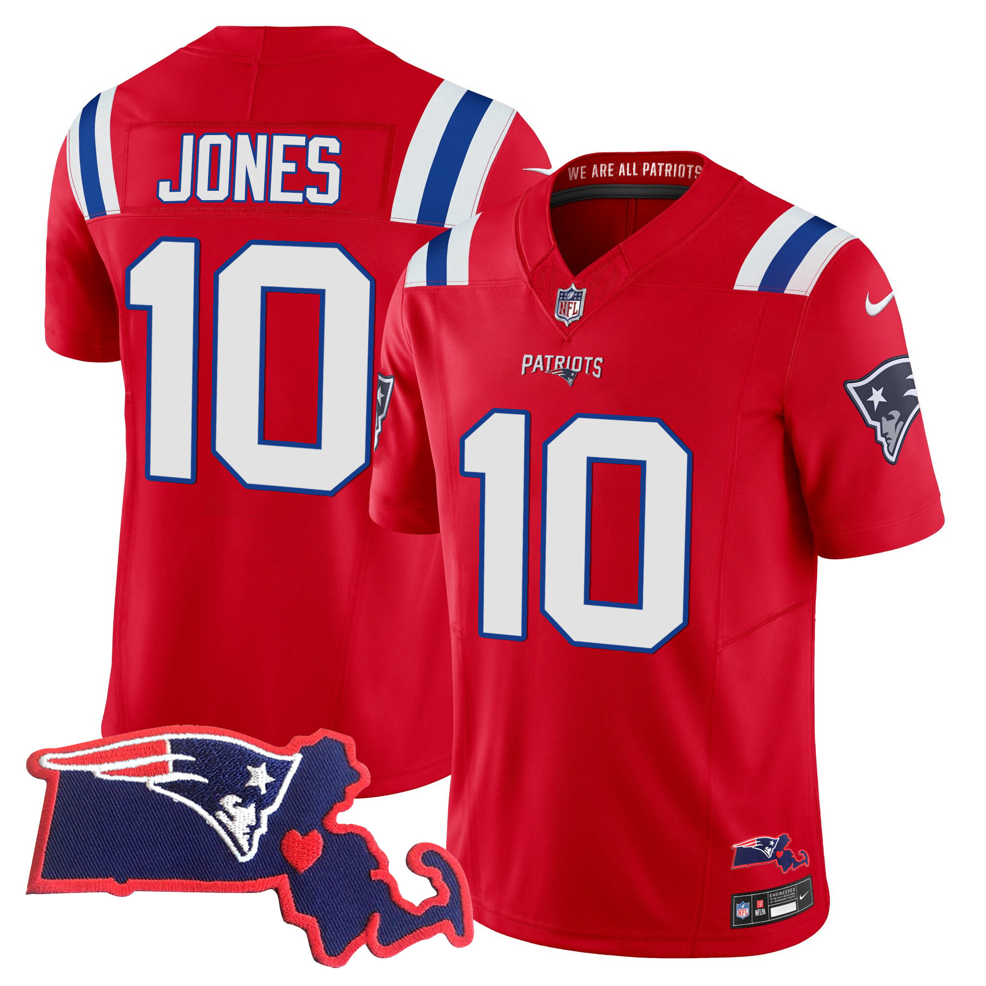Mac Jones Men's New England Patriots Bill Belichick "SB 36, 38, 39, 49, 51 Champions" Vapor Red Jersey - All Stitched 