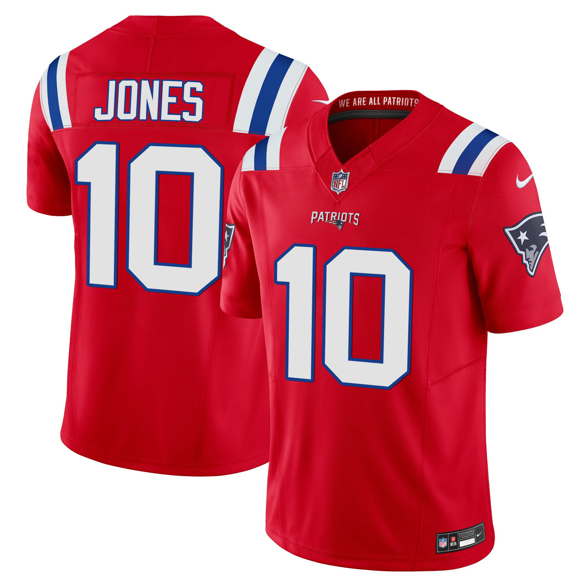 Mac Jones Men's New England Patriots Vapor Limited Red Jersey - All Stitched 