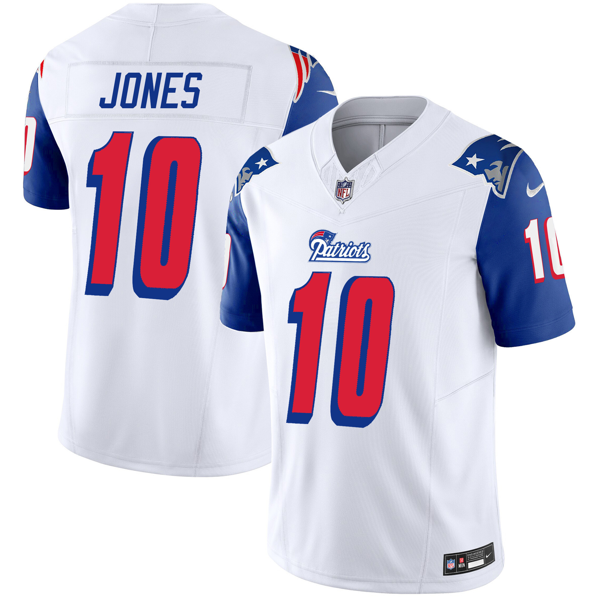 Mac Jones Youth's New England Patriots 1996 Throwback Limited Vapor Royal Sleeves Jersey - All Stitched 