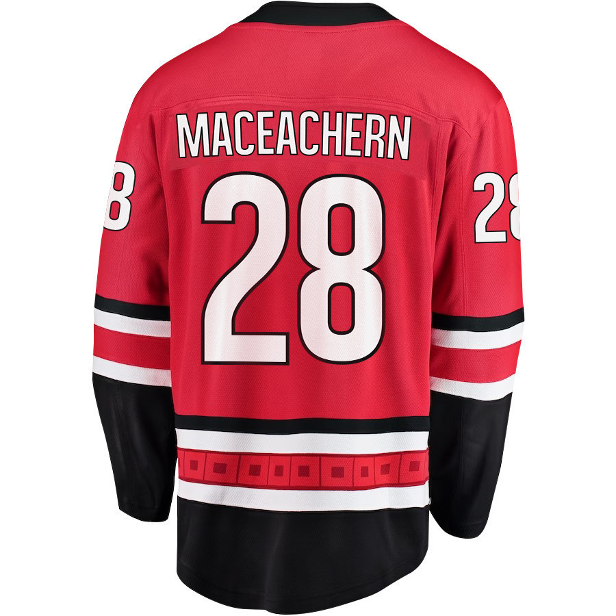 MacKenzie MacEachern 28 Carolina Hurricanes Stanley Cup 2023 Playoffs Patch Home Breakaway Men Stitched Jersey – Red