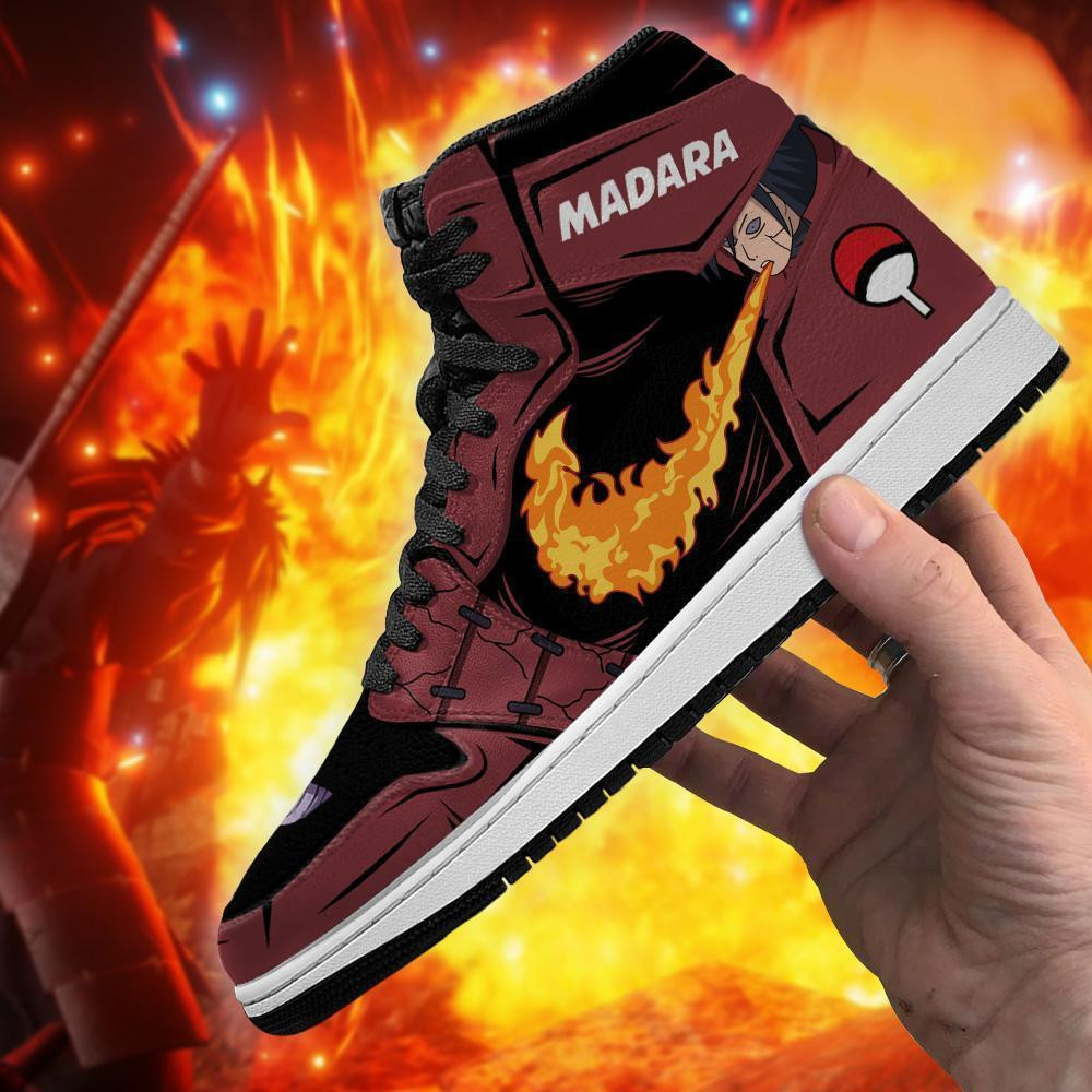 Madara Shoes Jutsu Fire Release JD1s Sneakers Anime JD1s Sneakers, Air Jordan Hightop