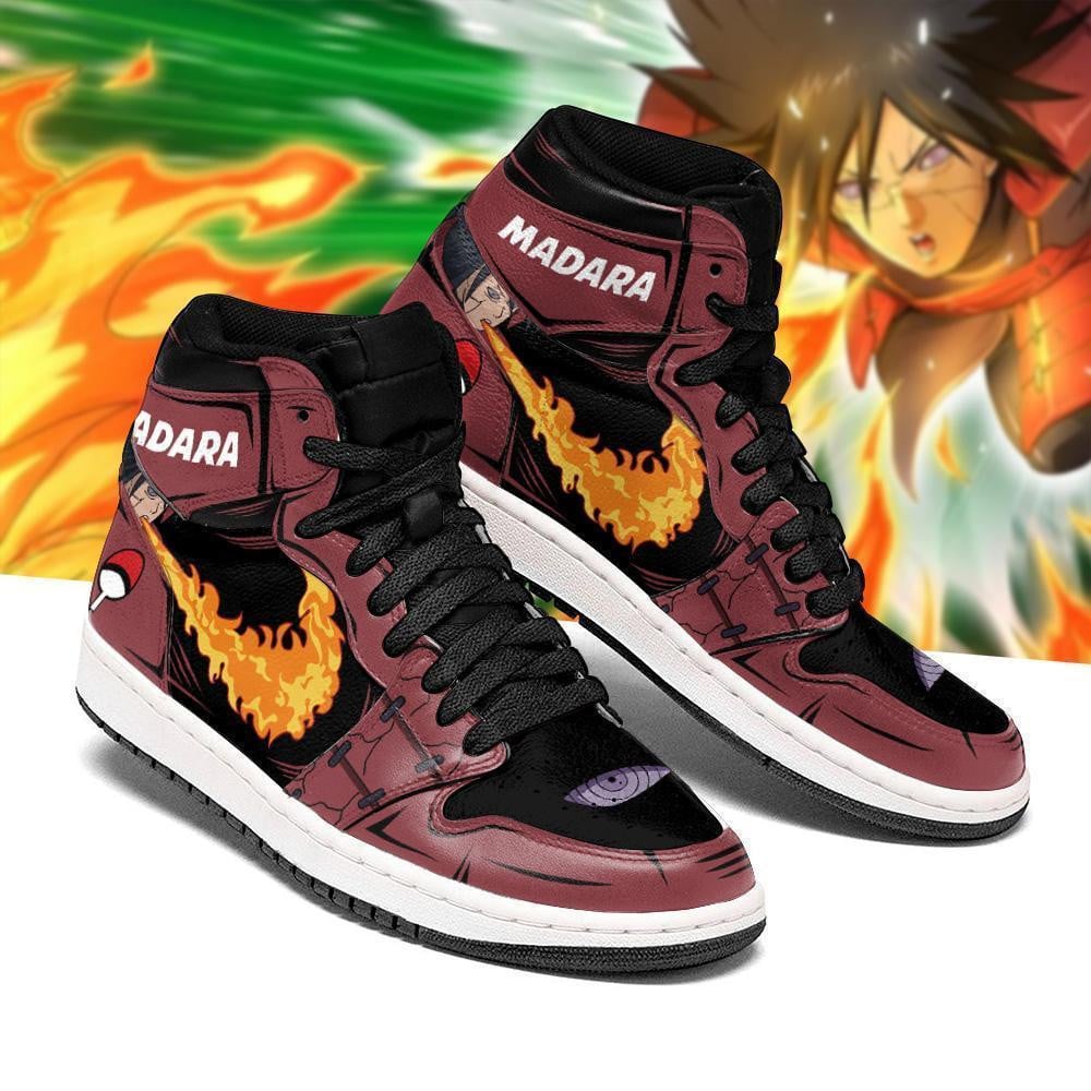 Madara Shoes Jutsu Fire Release JD1s Sneakers Anime JD1s Sneakers, Air Jordan Hightop