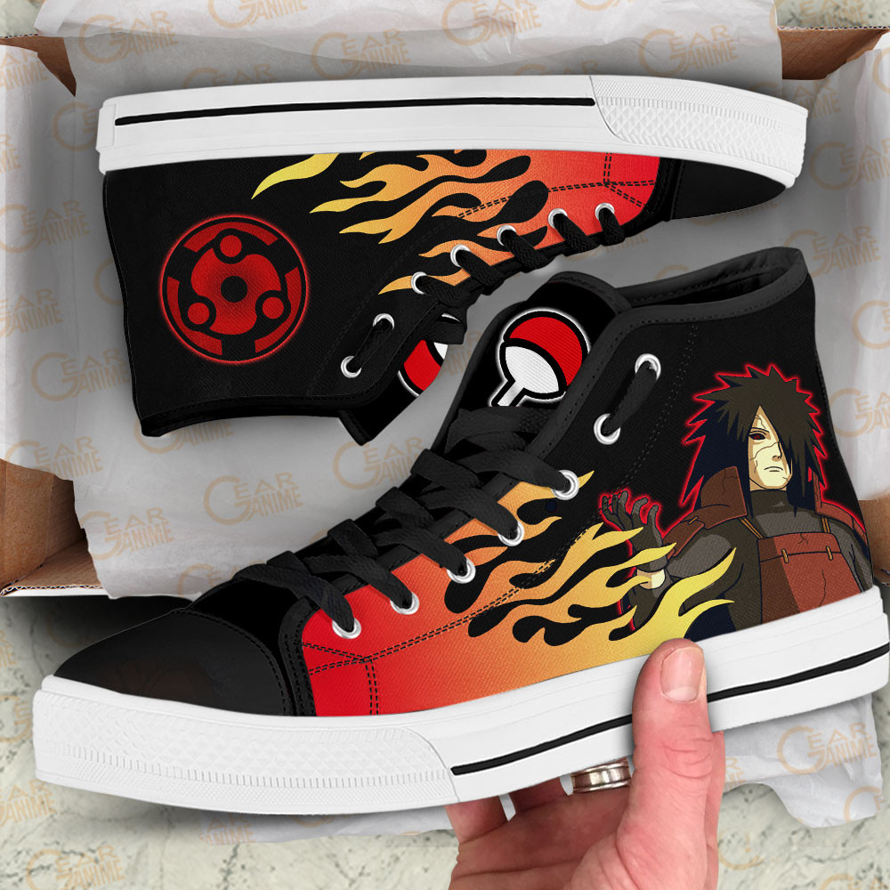Madara Uchiha High Top Shoes Custom Anime Sneakers Flame Style