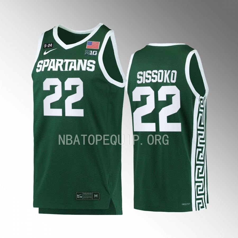 Mady Sissoko Michigan State Spartans Green Jersey 2022-23 5.24 Honor Patch