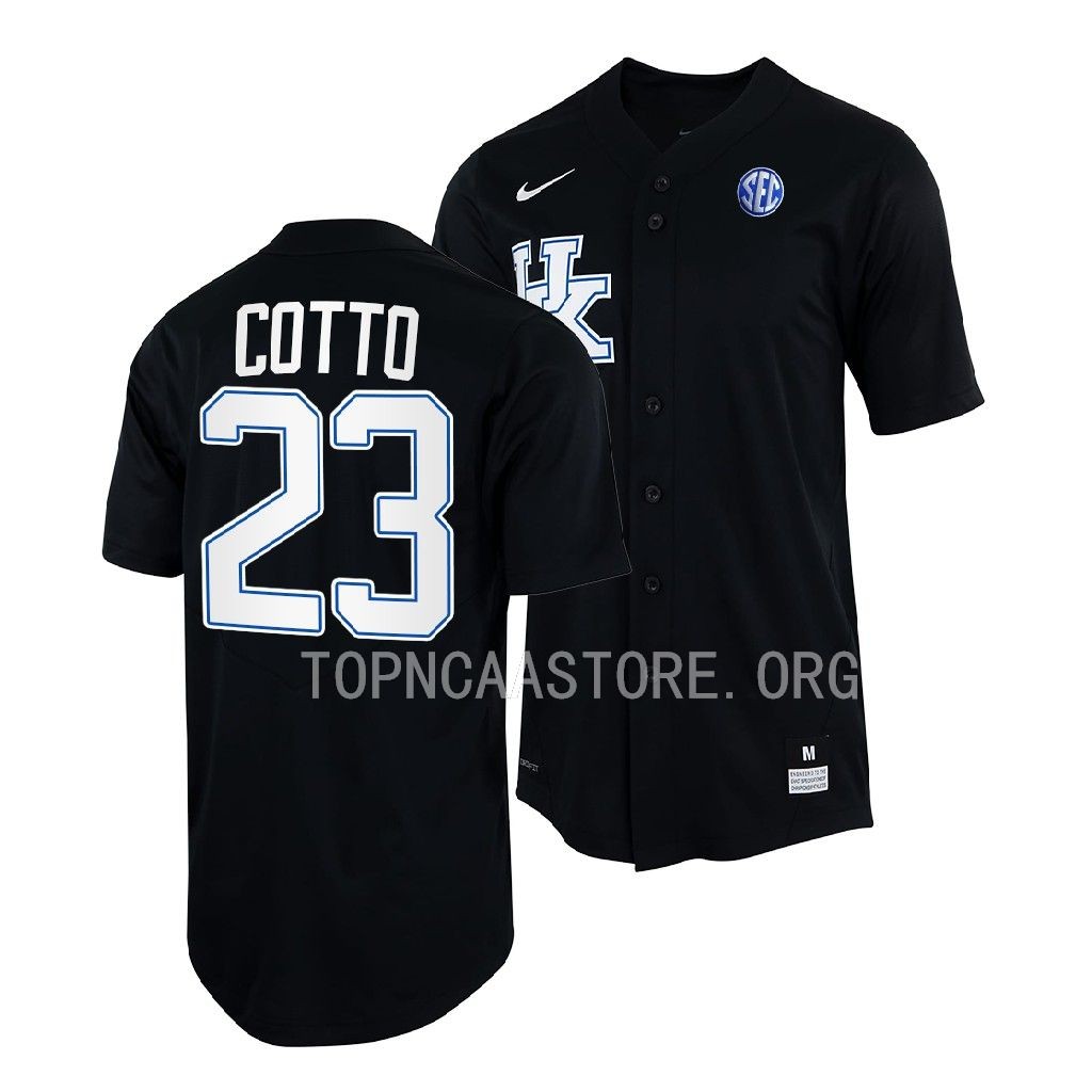 Magdiel Cotto Kentucky Wildcats #23 Black Shirt Full-Button Jersey