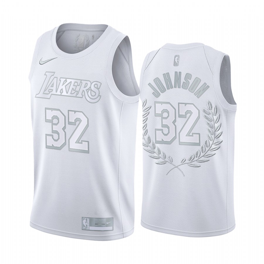 Magic Johnson Los Angeles Lakers White Platinum Edition #32 Jersey