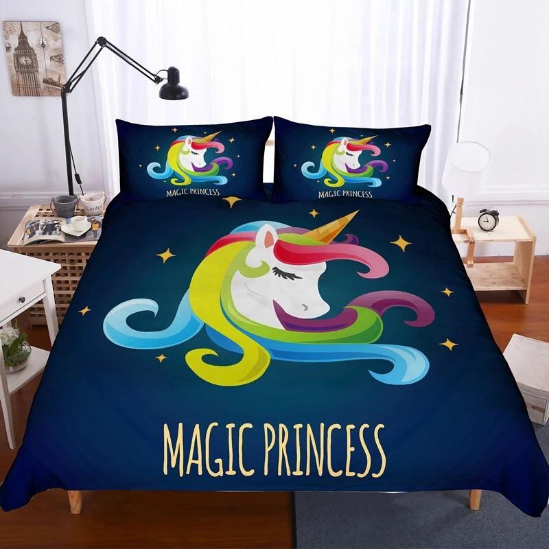 Magic Princess Unicorn 3D Customized Duvet Cover Bedding Set