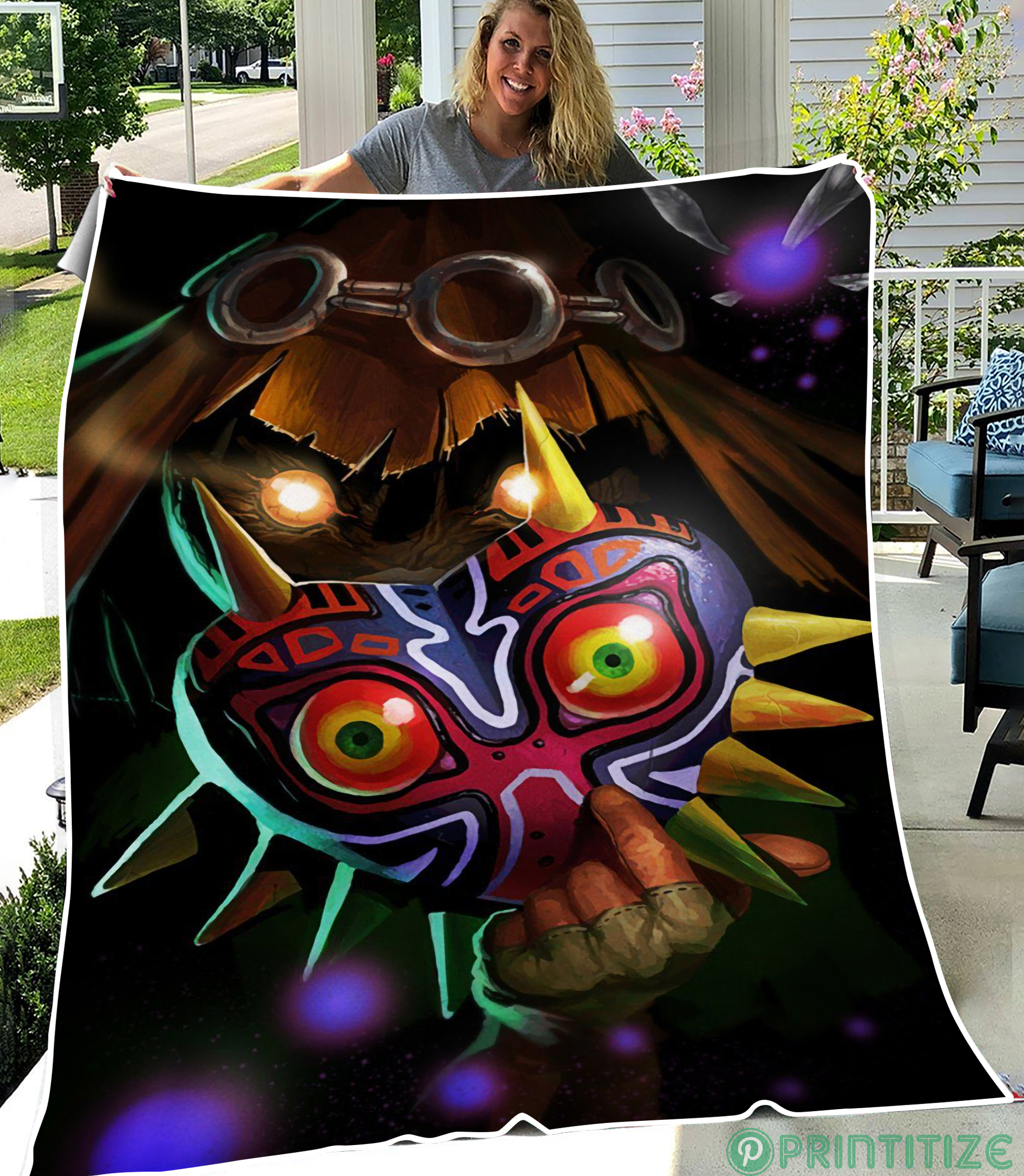 Majoras 3d Zelda Sherpa Blanket Cozy Blanket Fleece Blanket