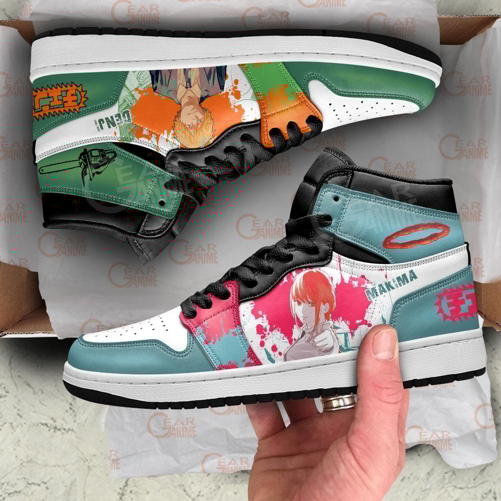 Makima and Denji JD1s Sneakers Chainsaw Man Anime Shoes, Air Jordan Hightop
