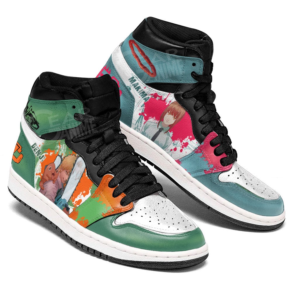 Makima and Denji JD1s Sneakers Chainsaw Man Anime Shoes, Air Jordan Hightop