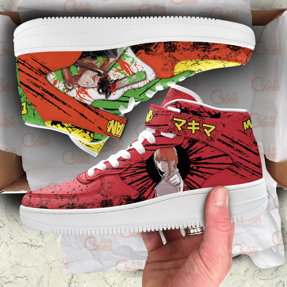 Makima and Denji Sneakers Air Mid Custom Chainsaw Man Anime Shoes
