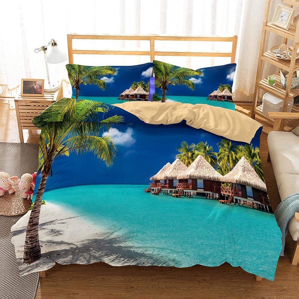 Maldives Beach Resort 3D Customized Duvet Cover Bedding Set