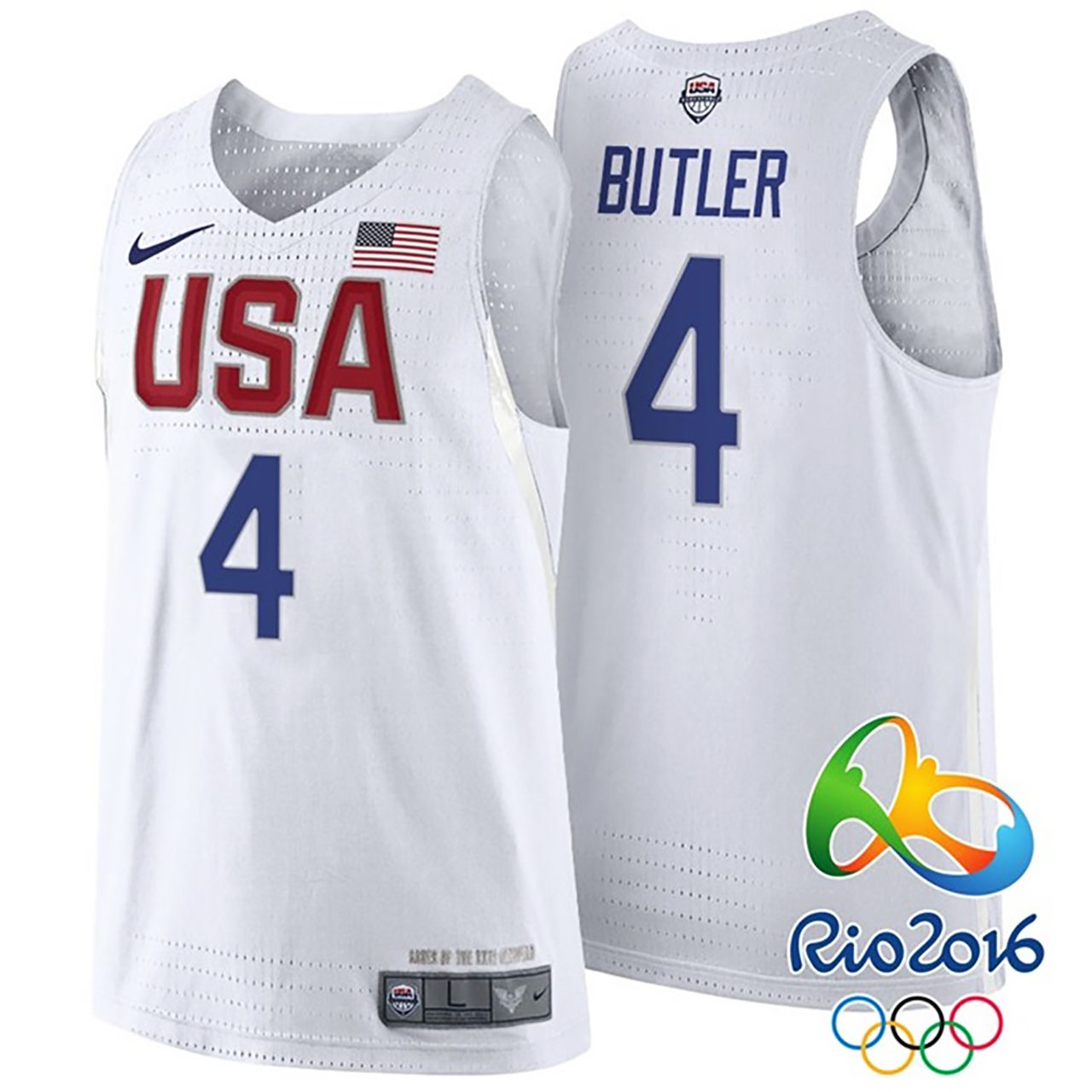 Male Jimmy Butler USA Dream Twelve Team #4 2016 Rio Olympics White Jersey