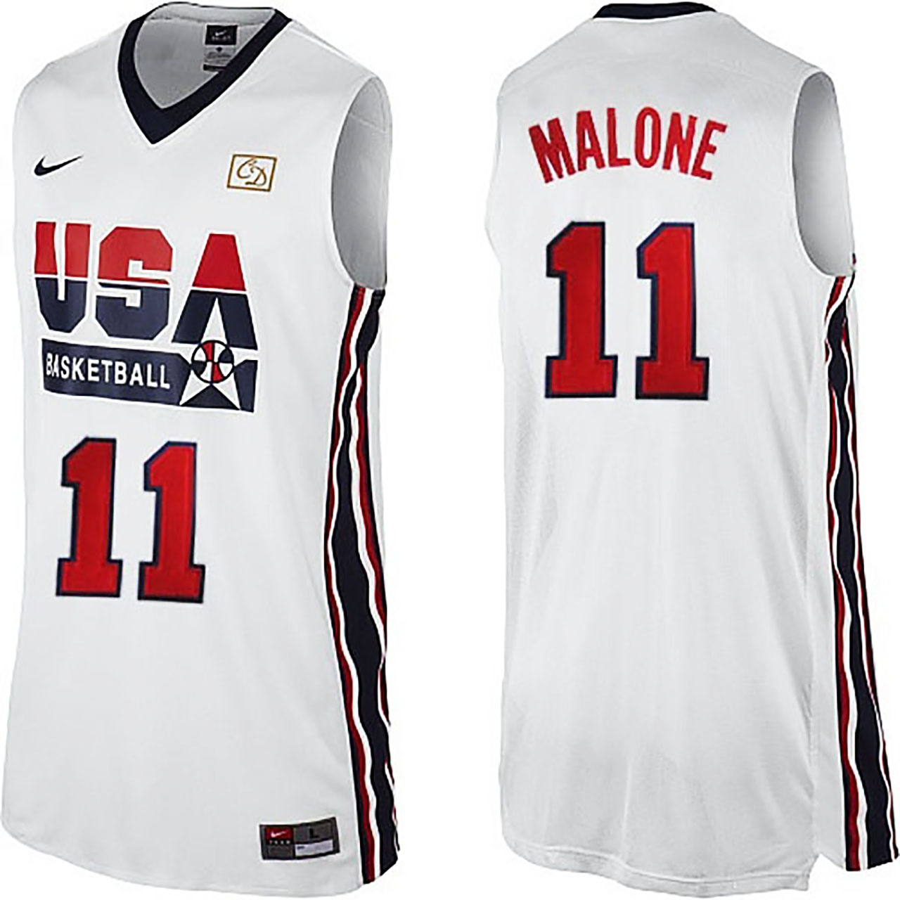 Male Karl Malone 1992 Dream Team USA #11 White Jersey
