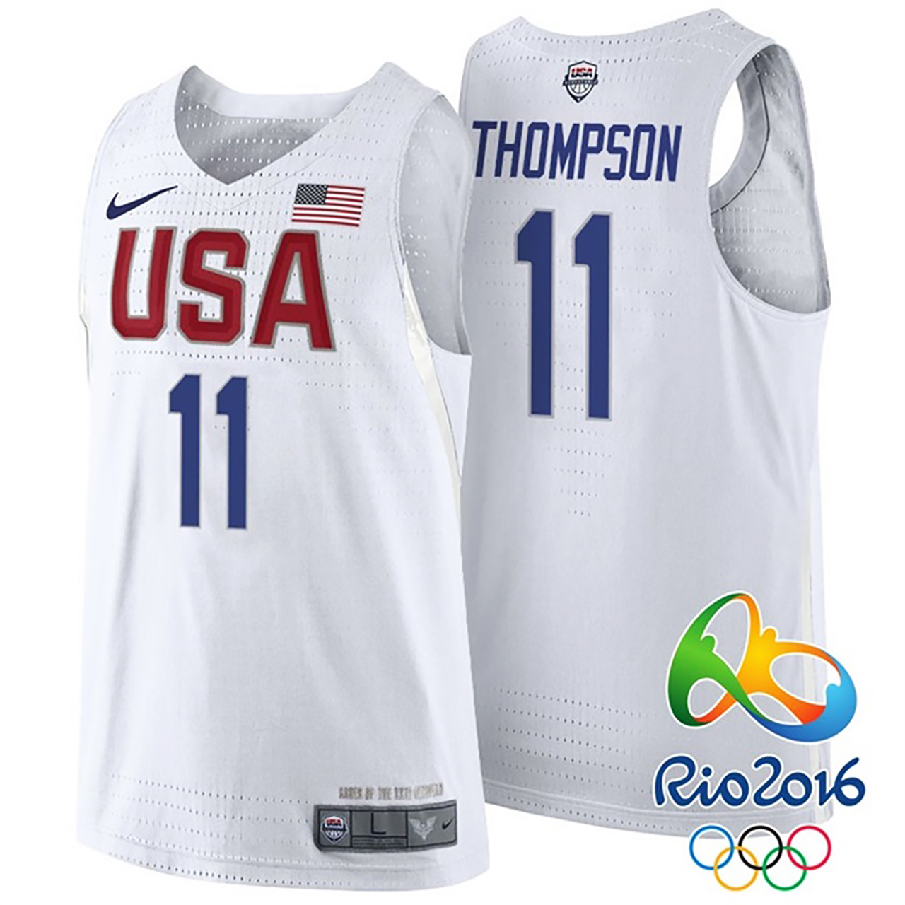 Male Klay Thompson USA Dream Twelve Team #11 2016 Rio Olympics White Jersey