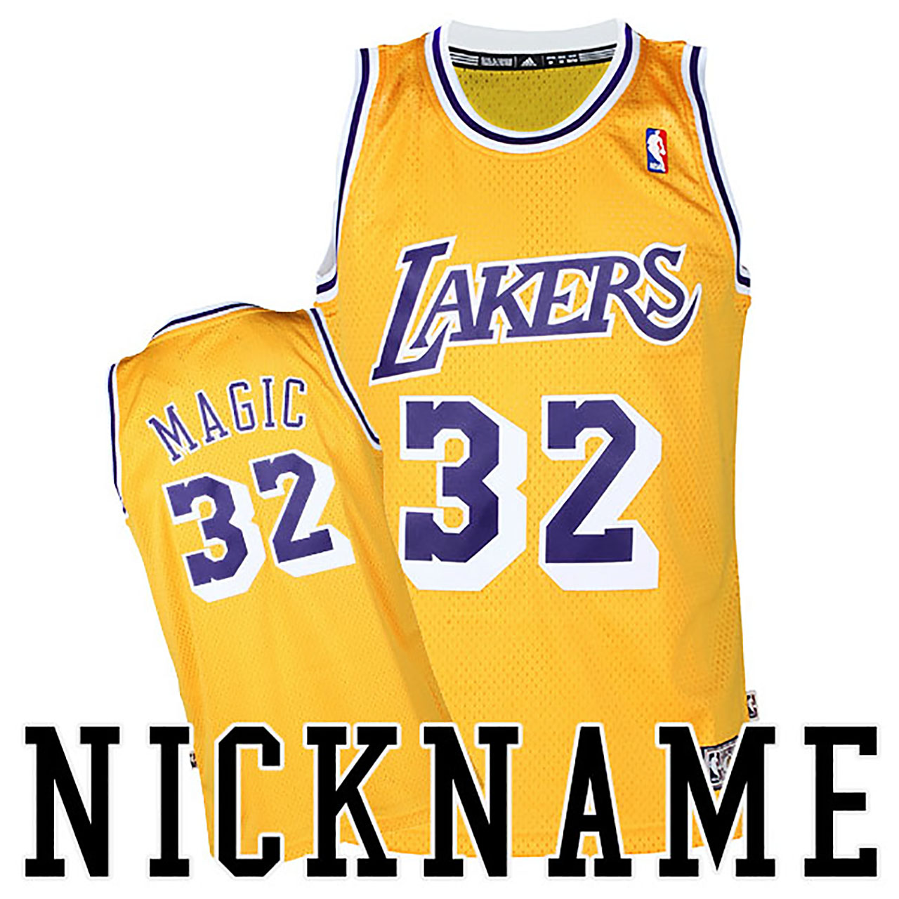 Male Magic Johnson #32 Los Angeles Lakers Nickname Magic Throwback Gold Jersey