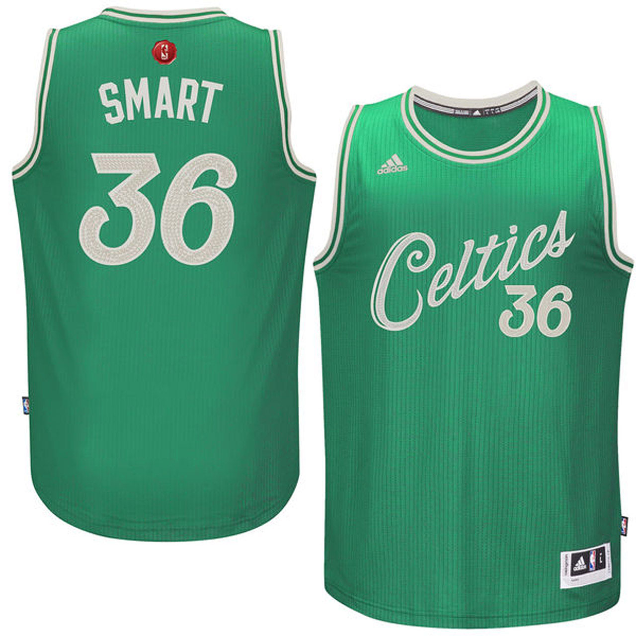 Male NBA 2015-16 Season Boston Celtics #36 Marcus Smart Christmas Green Jersey