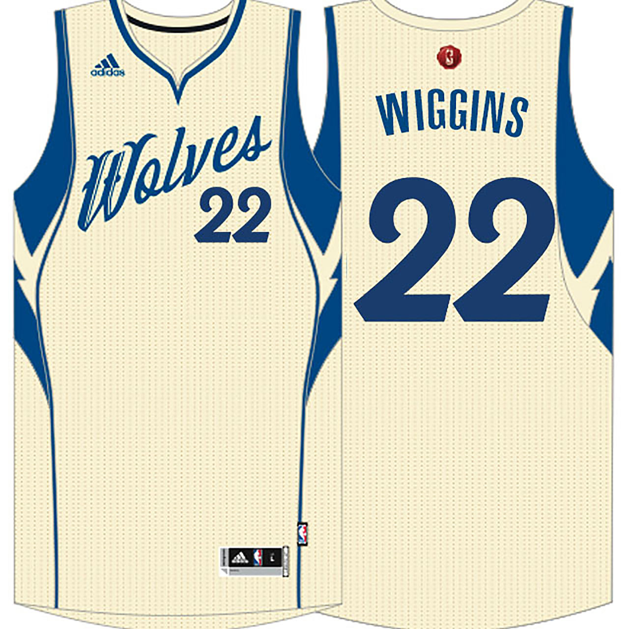 Male NBA 2015-16 Season Minnesota Timberwolves #22 Andrew Wiggins Christmas Cream Jersey