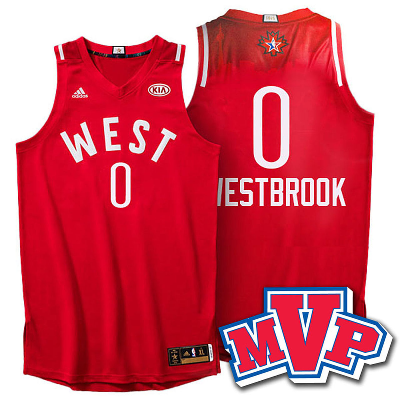Male NBA 2016 Toronto All Star MVP Thunder #0 Russell Westbrook Red Jersey