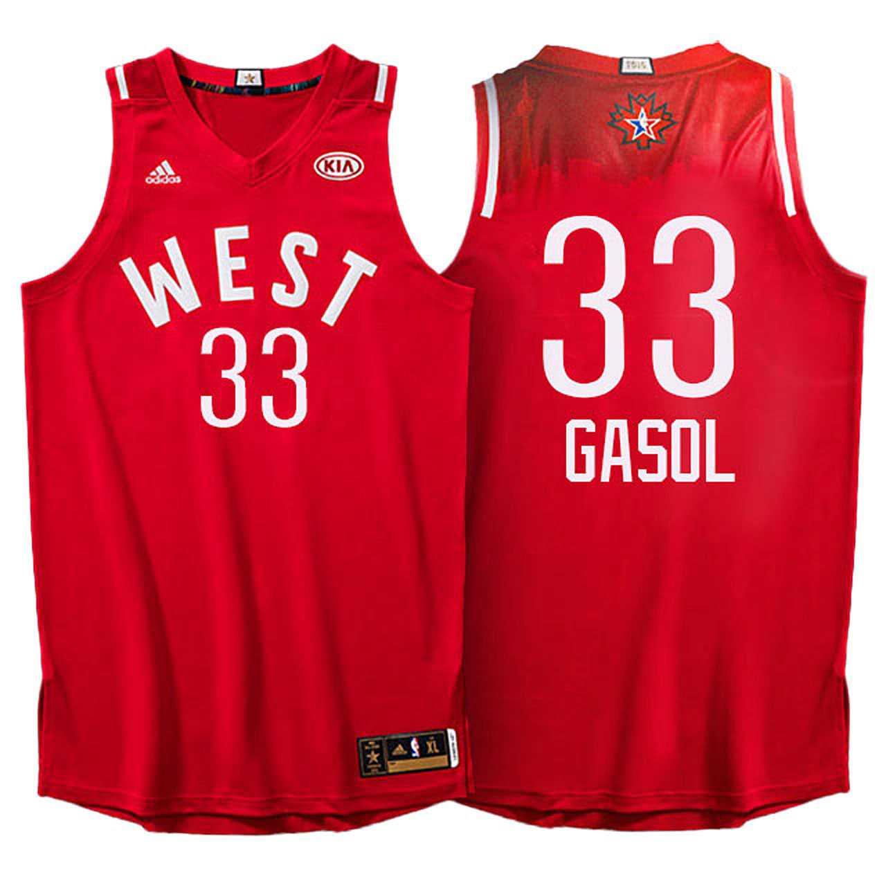 Male NBA 2016 Toronto All Star Western Conference Grizzlies #33 Marc Gasol Red Jersey