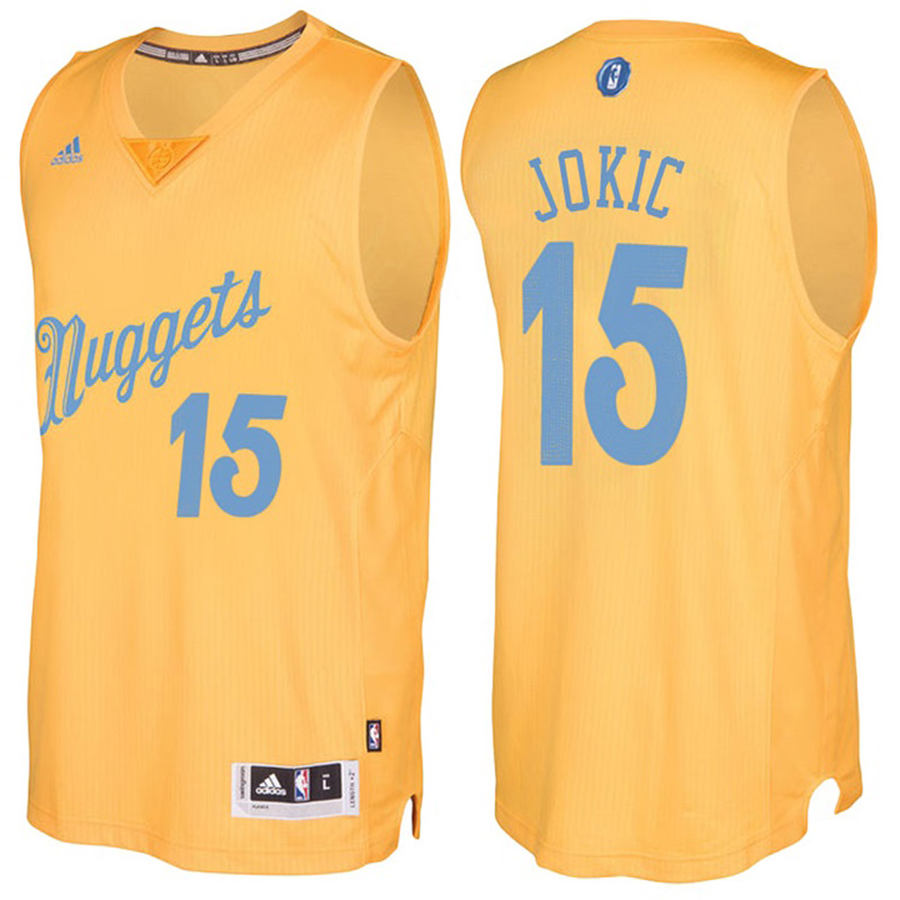 Male NBA Denver Nuggets #15 Nikola Jokic Gold 2016-17 Christmas Day Jersey
