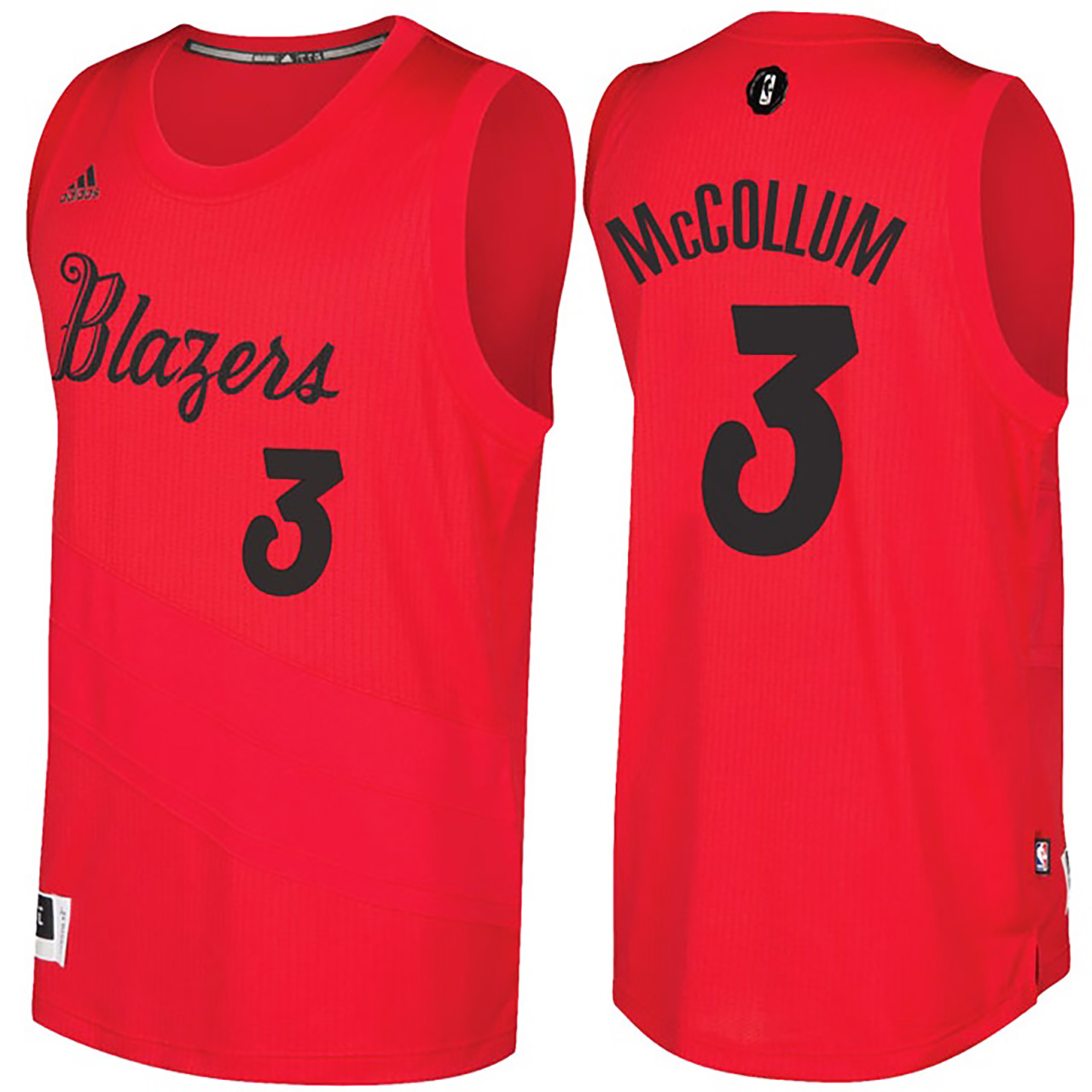 Male NBA Portland Trail Blazers #3 C.J. McCollum Red 2016-17 Christmas Day Jersey