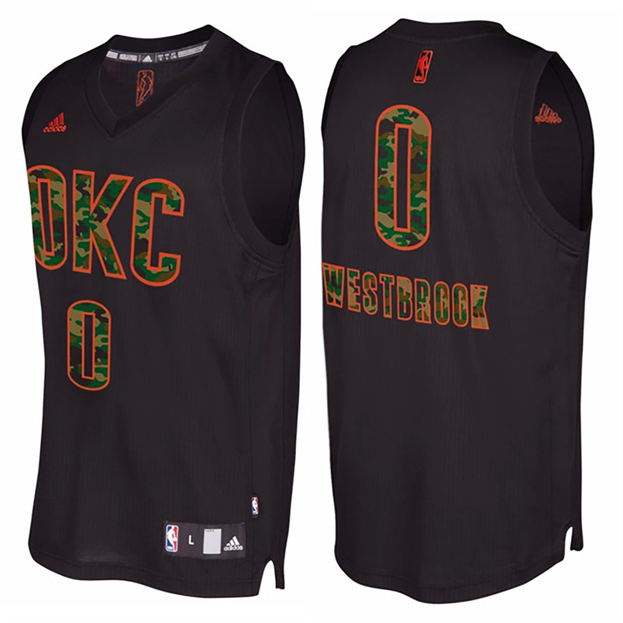 Male Russell Westbrook Oklahoma City Thunder #0 Black Camo Fashio Swingman Jersey