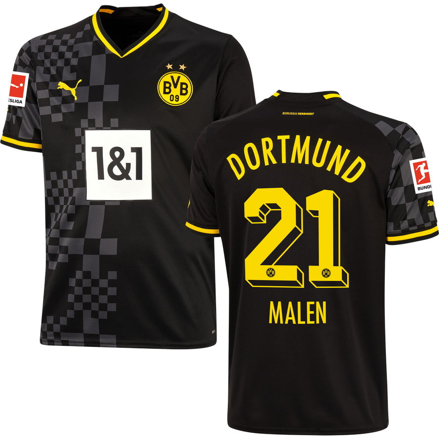 Malen 21 Borussia Dortmund Bundesliga Patch Men 2022/23 Away Soccer Jersey – Black