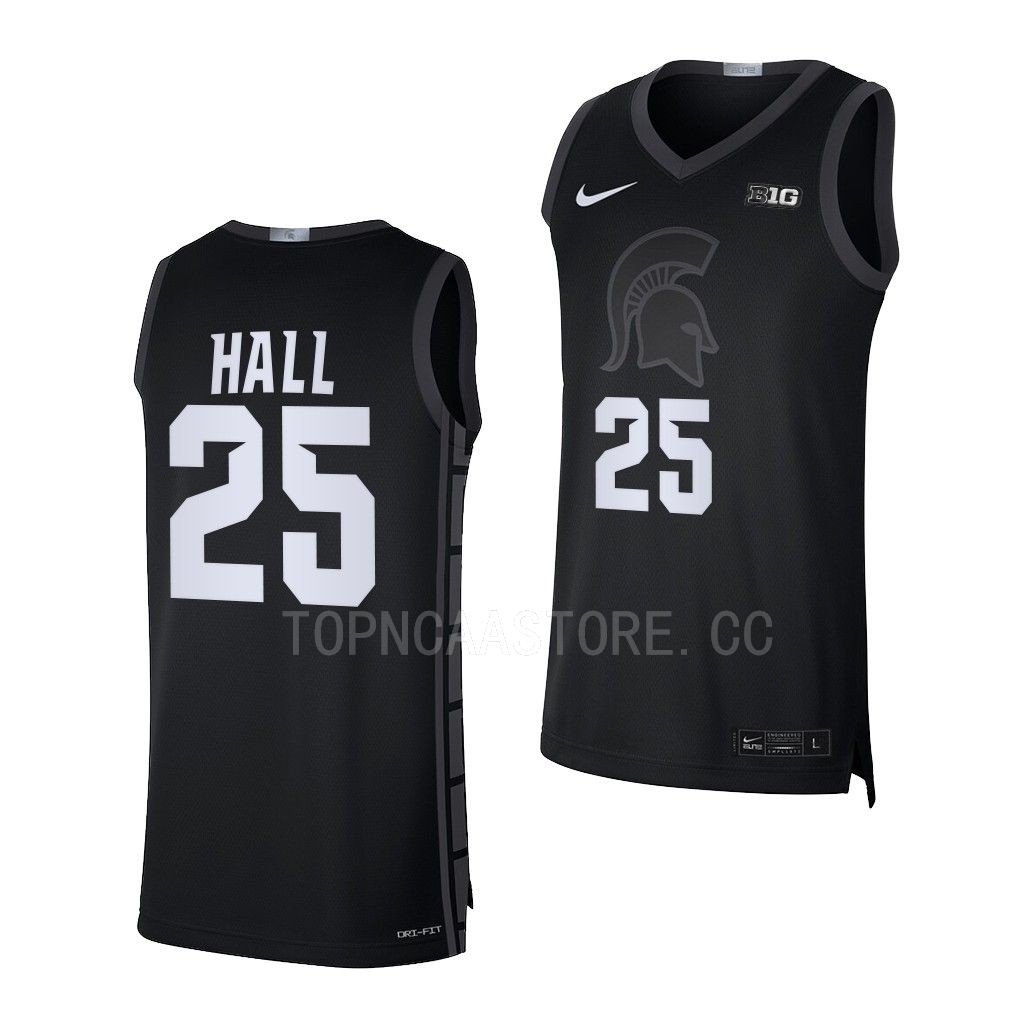 Malik Hall Michigan State Spartans #25 Black College Jersey 2022-23 Limited