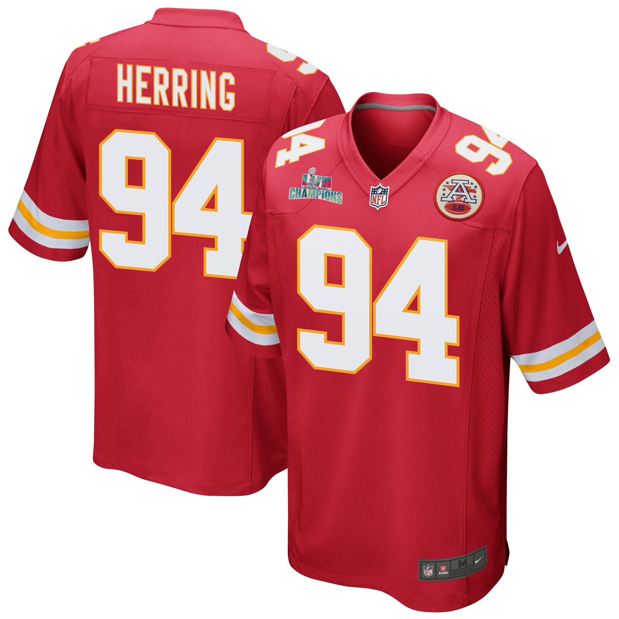Malik Herring 94 Kansas City Chiefs Super Bowl LVII Champions Men Game Stitched Jersey – Red