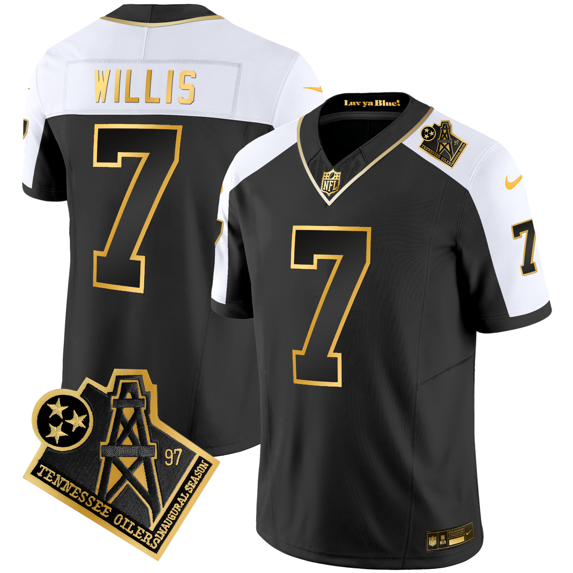 Malik Willis Men's Tennessee Titans 1997 Throwback Gold Vapor Alternate Jersey - All Stitched 