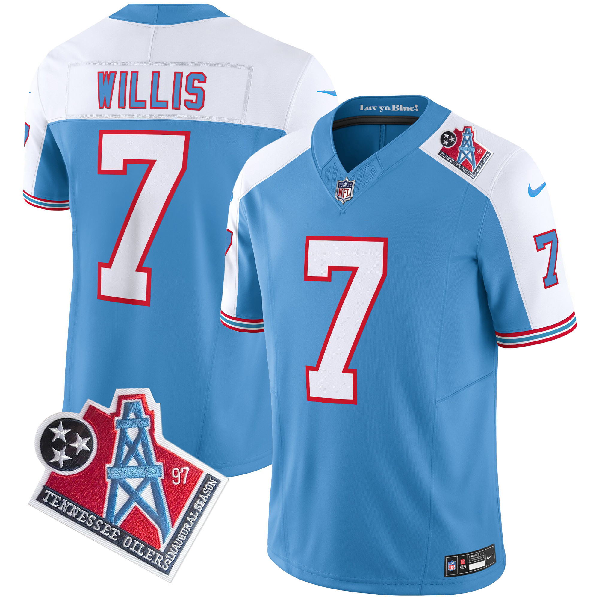 Malik Willis Men's Tennessee Titans 1997 Throwback Limited Vapor Alternate Jersey - All Stitched 