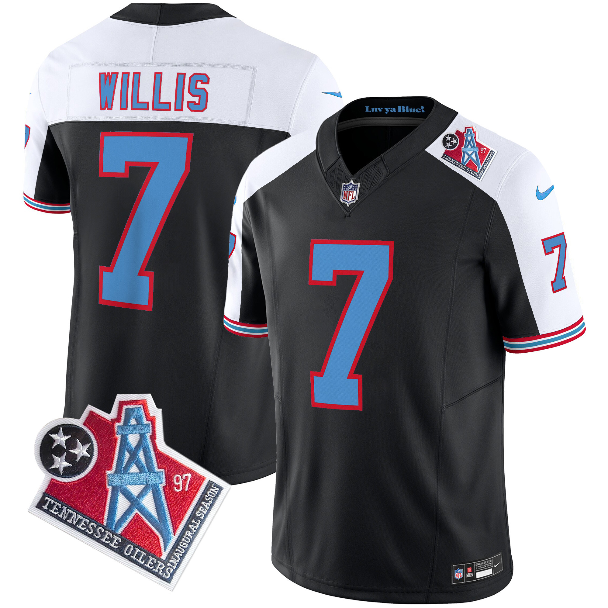 Malik Willis Men's Tennessee Titans 1997 Throwback Limited Vapor Black Alternate Jersey - All Stitched 