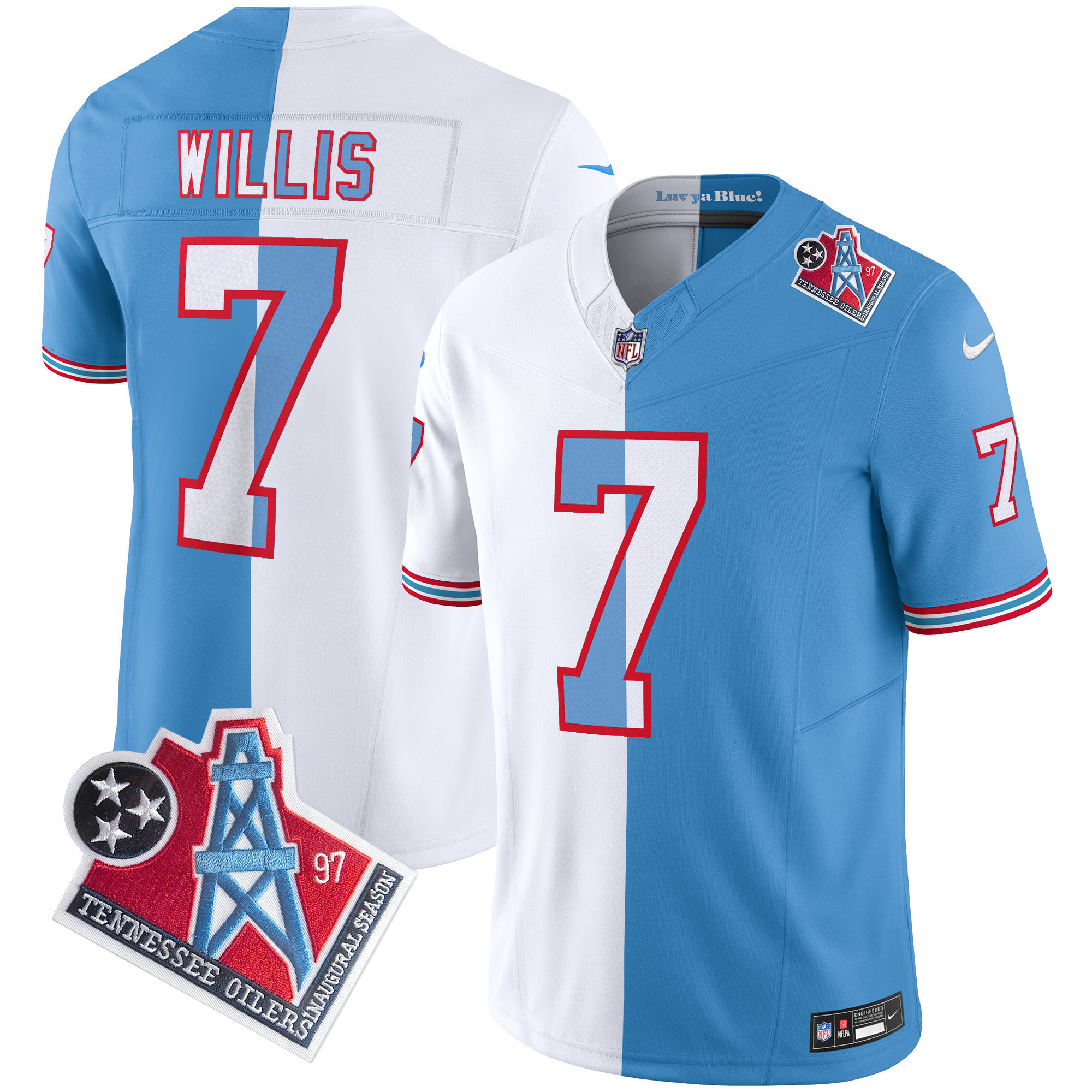 Malik Willis Men's Tennessee Titans 1997 Throwback Limited Vapor Split Jersey - All Stitched 