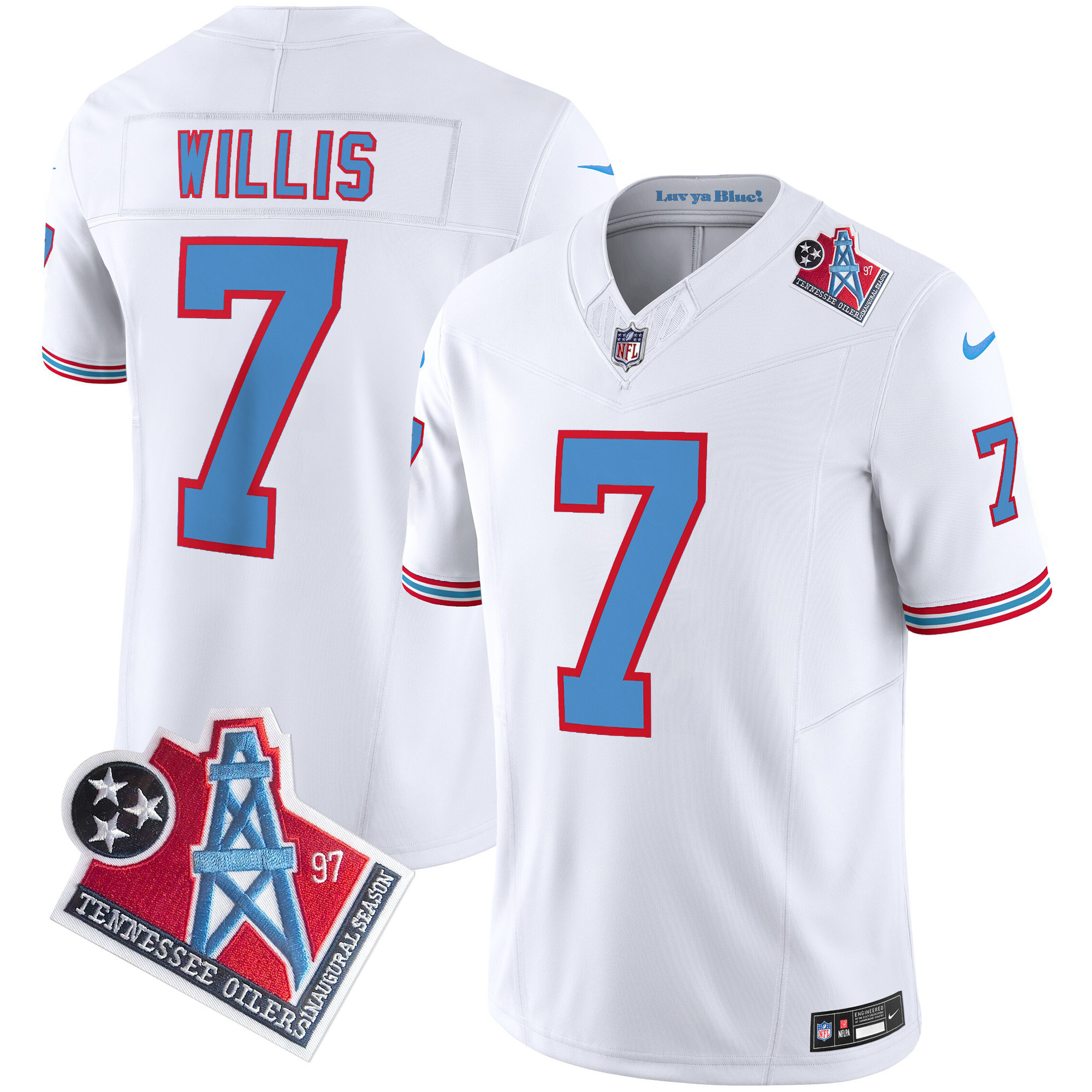 Malik Willis Men's Tennessee Titans 1997 Throwback Limited Vapor White Jersey - All Stitched 