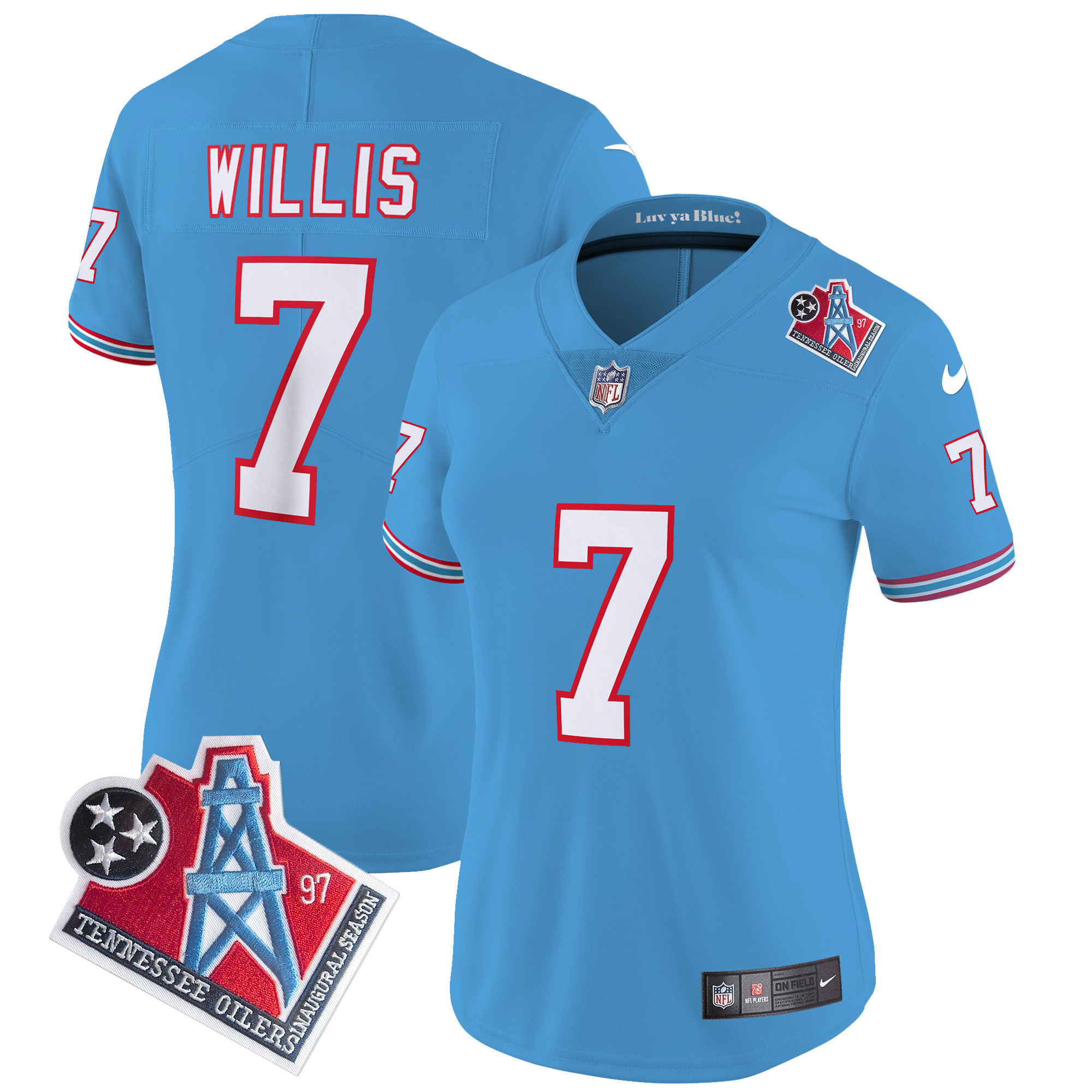 Malik Willis Women's Tennessee Titans 1997 Throwback Limited Vapor Light Blue Jersey - All Stitched 