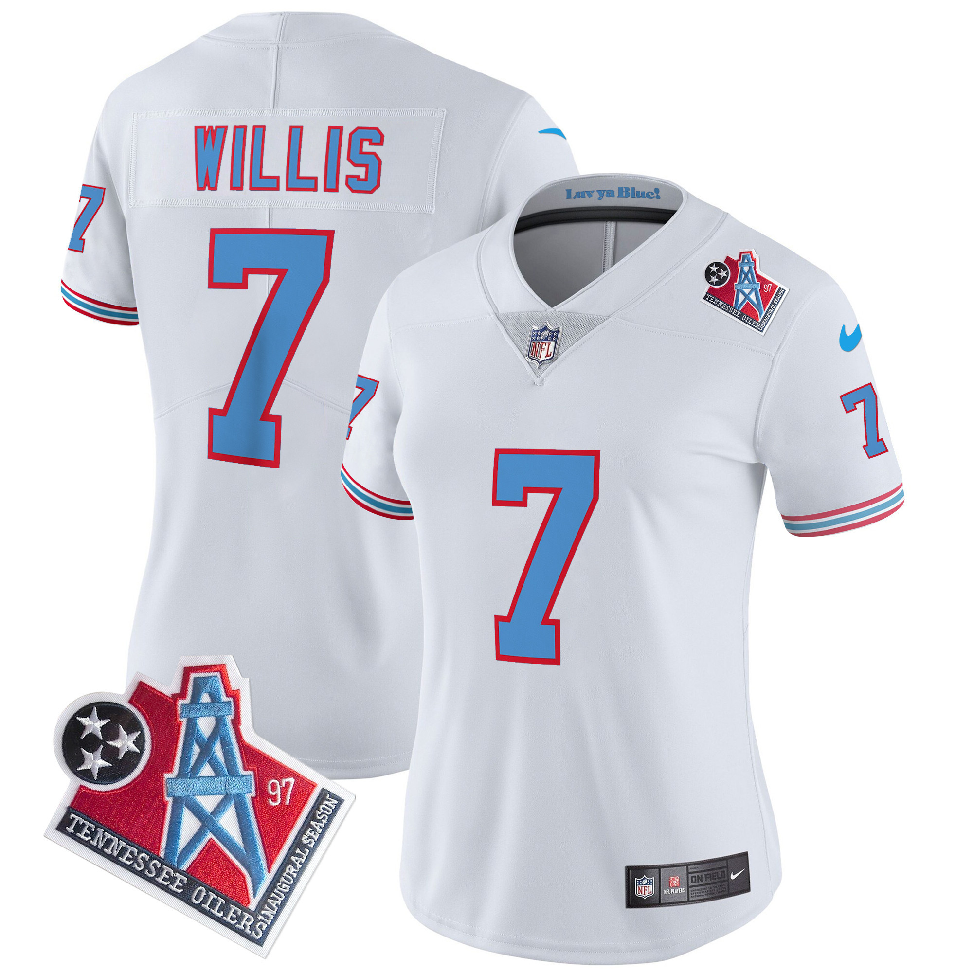 Malik Willis Women's Tennessee Titans 1997 Throwback Limited Vapor White Jersey - All Stitched 