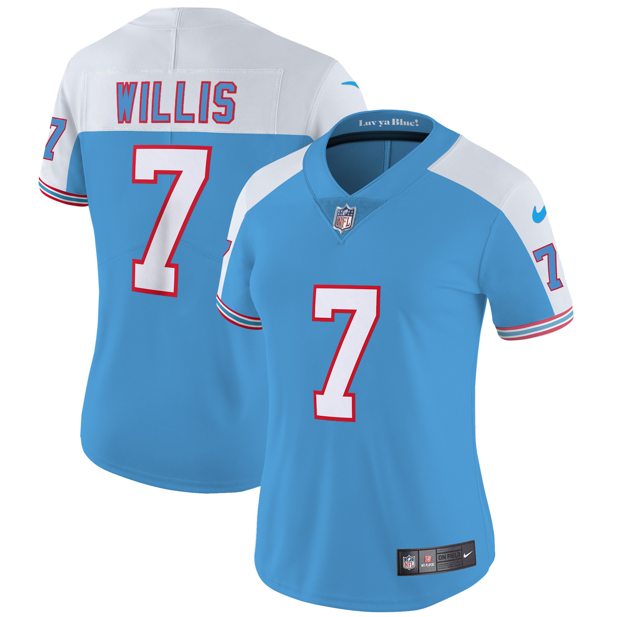 Malik Willis Women's Tennessee Titans Throwback Limited Vapor Alternate Jersey - All Stitched 