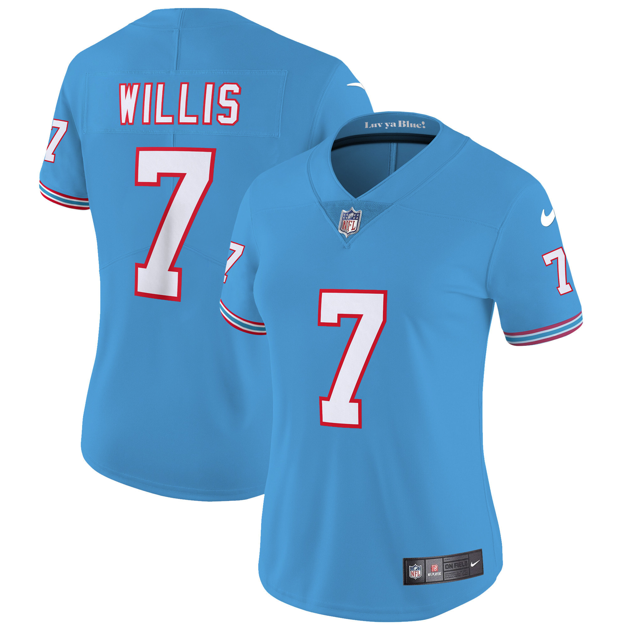 Malik Willis Women's Tennessee Titans Throwback Limited Vapor Light Blue Jersey - All Stitched 