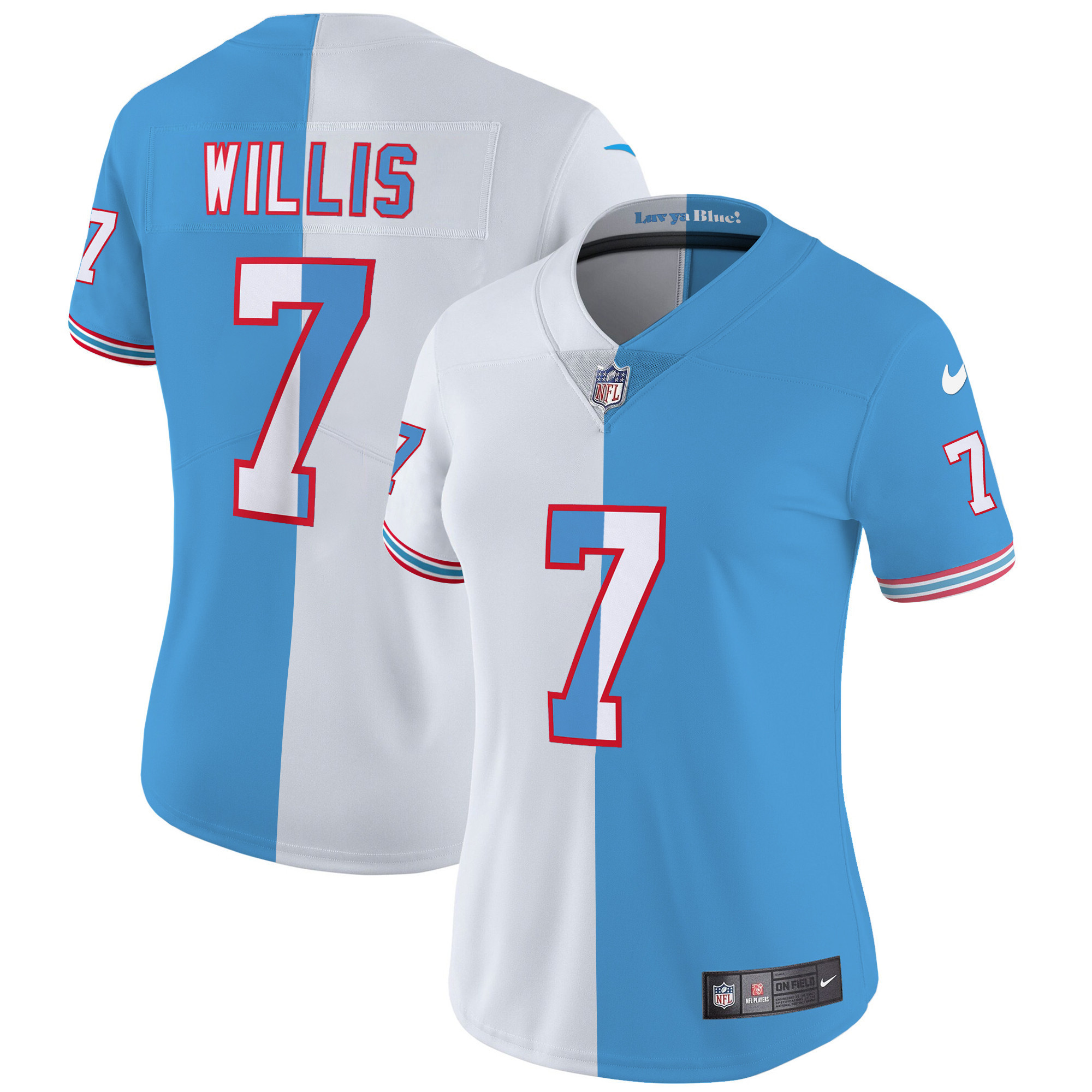 Malik Willis Women's Tennessee Titans Throwback Limited Vapor Split Jersey - All Stitched 