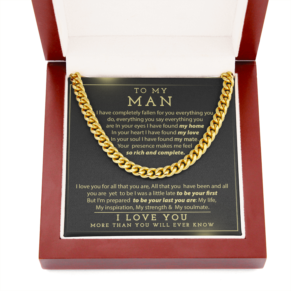 Man Necklace, To My Man Necklace I Love You More Than You Will Ever Know, Necklace for Man, Cuban Link Chain Necklace