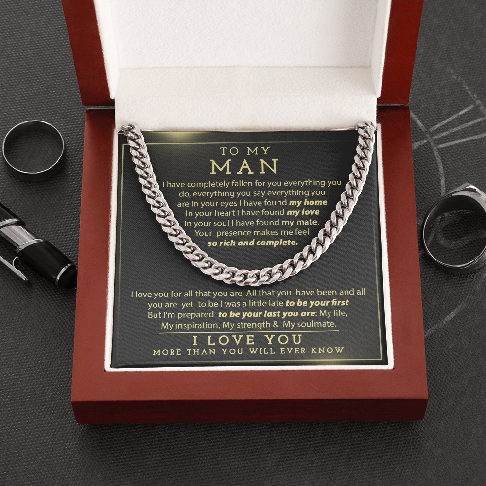Man Necklace, To My Man Necklace I Love You More Than You Will Ever Know, Necklace for Man, Cuban Link Chain Necklace