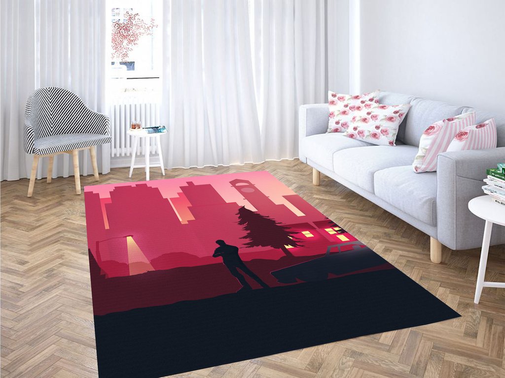 Man Silhouette Vaporwave Living Room Modern Carpet Rectangle Rug